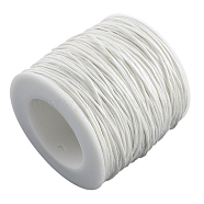 Waxed Cotton Thread Cords, White, 1mm, about 10.93 yards(10m)/roll(YC-R003-1.0mm-10m-101)