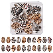 Printed Natural Cowrie Shell Beads, No Hole/Undrilled, Tartan/Leopard Print/Zebra Pattern, Mixed Color, 18~22x13~14x6~8mm, 20pcs/box(SHEL-YW0001-02)