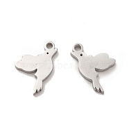 304 Stainless Steel Charms, Bird, Stainless Steel Color, 13x8x1.5mm, Hole: 1.4mm(STAS-M089-17P)