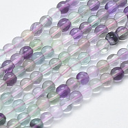 Natural Fluorite Beads Strands, Round, 4mm, Hole: 1mm, about 89~99pcs/strand, 15~15.5 inch(38~39cm)(G-F547-38A-4mm)