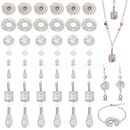 PandaHall Elite 40Pcs 5 Style Hollow Iron & 24Pcs 3 Style Alloy Wire Bead Cage Pendants, Spiral Bead Cage, Teardrop & Spiral & Ring & Round, Platinum, 14~37x9.5~12mm, Hole: 2~11mm, 8pcs/style(FIND-PH0004-72)