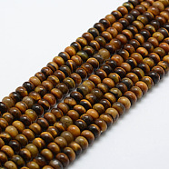 Natural Tiger Eye Beads Strands, Rondelle, 6x4mm, Hole: 1mm, about 96~97pcs/strand, 15.3 inch(39cm)(X-G-G665-10-6x4mm)