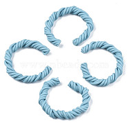 Polymer Clay Twist Rope Open Ring, for DIY Jewelry Making, Sky Blue, 41~43x37~40x6.5~7.5mm(CLAY-N010-031-05)