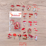 40Pcs 20 Styles Autumn Theme PVC Plastic Mushroom Stickers, Waterproof Decorative Stickers for Scrapbooking, Travel Diary Craft, Mushroom Pattern, 40x35mm, 2pc/style(KICR-PW0001-19I)