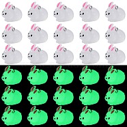 30Pcs Luminous Translucent Resin Pendants, Rabbit Charms, Glow in the Dark, with Platinum Plated 304 Stainless Steel Loops, White, 19x24.5x16mm, Hole: 2mm(RESI-SZ0003-34)