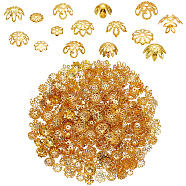 Elite 750Pcs 15 Style Iron Bead Caps, Flower, Golden, 5~12x1~5mm, Hole: 0.5~1.5mm, 50pcs/style(FIND-PH0018-48)