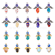 PANDAHALL ELITE 20Pcs 2 Syles Handmade Lampwork Beads Pendants, with Alloy Findings, Angel, Mixed Color, 26.5~29.5x18.5~23x7.5~12mm, Hole: 1.5~2mm, 10pcs/style(PALLOY-PH0002-14)