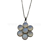 Natural Agate Crystal Flower Pendant Necklace(FO7861-7)