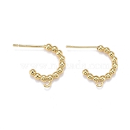 Brass Stud Earring Findings, Half Hoop Earrings, with Loops, Long-Lasting Plated, Real 18K Gold Plated, 17x2.5mm, Hole: 1.2mm, Pin: 0.7mm(EJEW-K083-28G)