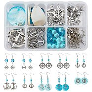 SUNNYCLUE DIY Navigation Themed Earring Making Kits, Including Alloy Pendants, Freshwater Shell Pendants, Glass & Synthetical Turquoise Beads, Brass Glass Links Connectors, Brass Earring Hooks, Antique Silver(DIY-SC0001-99)