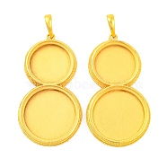 Brass Big Pendants with Flat Round Tray, Pendant Cabochon Settings, Lead Free & Cadmium Free, Gourd, Golden, Tray: 18mm & 23mm, 54x28x4mm, Hole: 5x8mm(KK-G502-11G)