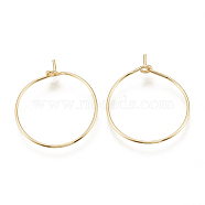 Brass Hoop Earrings Findings, Wine Glass Charms Findings, Nickel Free, Real 18K Gold Plated, 21 Gauge, 23x20x0.7mm(KK-S341-85)