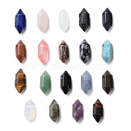Natural & Synthetic Mixed Gemstone Double Terminal Pointed Pendants, Faceted Bullet Charm, Mixed Dyed and Undyed, 18.5~20x8~9x8~9mm, Hole: 1.5mm(G-C007-02A)