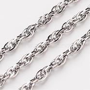 304 Stainless Steel Rope Chains, Soldered, Stainless Steel Color, 3mm(CHS-K001-17)