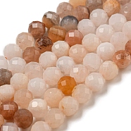 Natural Pink Aventurine Beads Strands, Faceted, Round, 5.5mm, Hole: 0.7mm, about 68pcs/strand, 14.76''(37.5cm)(G-A097-A05-08)