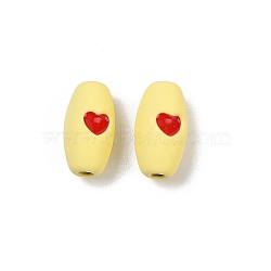 Spray Painted Alloy Beads, Lead Free & Nickel Free & Cadmium Free, Round Bar, Yellow, 8x4.5x4mm, Hole: 1.2mm(PALLOY-S038-16F)