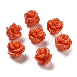 Synthetic Coral Carved Beads, Dyed, Flower, Coral, 8.5x8.5x8mm, Hole: 1.2mm(CORA-H003-01B-32)