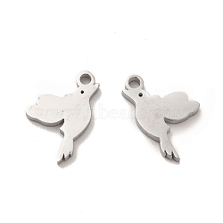 Non-Tarnish 304 Stainless Steel Charms, Bird, Stainless Steel Color, 13x8x1.5mm, Hole: 1.4mm(STAS-M089-17P)