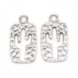 Tibetan Style Alloy Pendants, Cactus, Antique Silver, 23.5x12x1.5mm, Hole: 2mm(PALLOY-SZC0004-04AS)