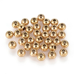 Ion Plating(IP) 202 Stainless Steel Rondelle Spacer Beads, Golden, 8x6~7mm, Hole: 3mm(STAS-F094-06A-G)