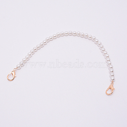 White Acrylic Round Beads Bag Handles, with Zinc Alloy Lobster Clasps and Steel Wire, for Bag Replacement Accessories, Light Gold, 30cm(FIND-TAC0006-24E-02)