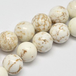 Round Natural Magnesite Beads Strands, Creamy White, 10mm, Hole: 1mm, about 40pcs/strand, 15.7 inch(G-M138-42)