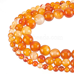 3 Strands 3 Styles Natural Carnelian Beads Strands, Round, 4~8mm, Hole: 1mm(G-GO0001-06)