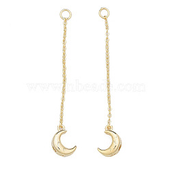 Brass Beads, with Chain, Nickel Free, Moon, Real 14K Gold Plated, 70mm(KK-N259-04)