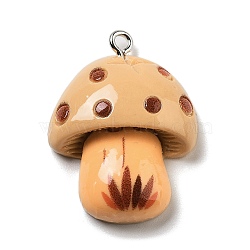 Resin Pendants, Mushroom, PeachPuff, 31x23x8mm, Hole: 2mm(RESI-Z031-01A)