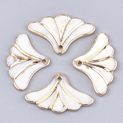 Electroplate Freshwater Shell Pendants, Fan, Light Gold, 23~24x34~37x2mm, Hole: 2mm(SHEL-T012-04)