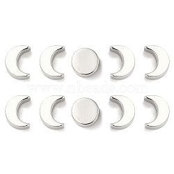 10Pcs 2 Styles Moon Phase Theme Brass Beads Set, Half Moon and Full Moon, Real Platinum Plated, 6~7x3mm, Hole: 1mm, 5pcs/style(KK-TZ0001-01)