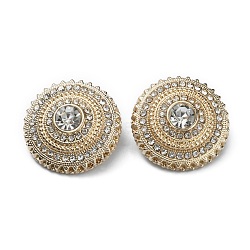 1-Hole Alloy Button, with Rhinestone, Flat Round, Light Gold, 20x10.5mm, Hole: 2mm(DIY-WH0366-90LG)