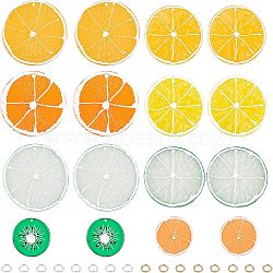 SUPERFINDINGS Fruit Resin Pendants, Imitation Food, with Brass Open Jump Rings, Lemon Slice & Ring, Golden & Silver, Mixed Color, 72pcs(RESI-FH0001-06)