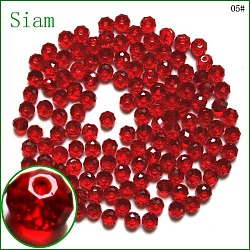 K9 Glass, Imitation Austrian Crystal Beads, Grade AAA, Faceted, Rondelle, Dark Red, 4x3mm, Hole: 0.7~0.9mm(SWAR-F068-3x4mm-05)