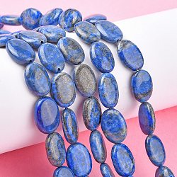Natural Lapis Lazuli Beads Strands, Flat Oval, 14x10x4~5mm, Hole: 0.7mm, about 28~29pcs/strand, 15.35''~15.55'(39~39.5cm)(G-K311-01A-02)