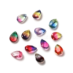 Faceted K9 Glass Rhinestone Cabochons, Pointed Back, Teardrop, Mixed Color, 10x7x4mm(GGLA-B002-02A)