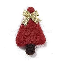 Wool Felt Display Decorations, Christmas Tree with Bowknot, Dark Red, 60x38x7.5mm(DIY-K050-06)