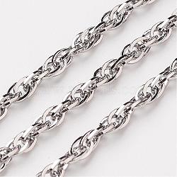 Tarnish Resistant 304 Stainless Steel Rope Chains, Soldered, Stainless Steel Color, 3mm(CHS-K001-17)