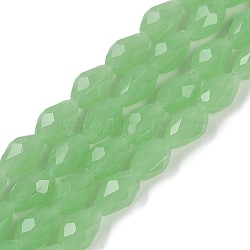 Electroplate Imitation Jade Glass Beads Strands, Faceted, Teardrop, Lime, 11.5x8mm, Hole: 1.2mm, about 55~57pcs/strand, 25.59 inch(65cm)(EGLA-N013-J8mm-D04)