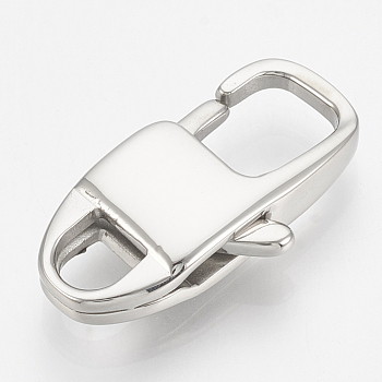 304 Stainless Steel Lobster Claw Clasps, Rectangle, Stainless Steel Color, 23x12x5mm, Hole: 4.5x4mm