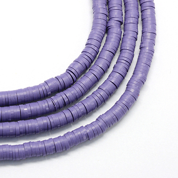Handmade Polymer Clay Heishi Beads, Disc/Flat Round, Slate Blue, 8x0.5~1mm, Hole: 2mm, about 380~400pcs/strand, 17.7 inch