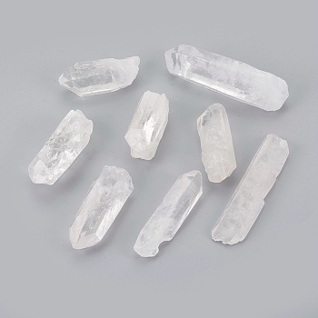 Natural Quartz Crystal Beads, Rock Crystal Beads, Nuggets, No Hole/Undrilled, 30~75x12~20x4~18mm, about 32~60pcs/1000g