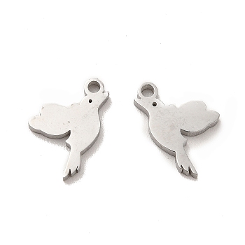 304 Stainless Steel Charms, Bird, Stainless Steel Color, 13x8x1.5mm, Hole: 1.4mm
