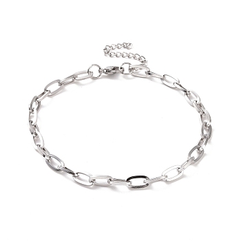 304 Stainless Steel Cable Chain Bracelet for Men Women, Stainless Steel Color, 9-1/2 inch(24~24.2cm)