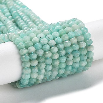 Natural Amazonite Beads Strands, Faceted, Rondelle, 4~4.5x3mm, Hole: 0.7mm, about 114~115pcs/strand, 15.16~15.20''(38.5~38.6cm)