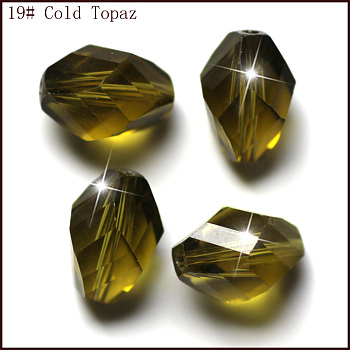 Imitation Austrian Crystal Beads, Grade AAA, Faceted, Bicone, Olive, 10x13mm, Hole: 0.9~1mm