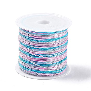 50M Segment Dyed Nylon Chinese Knotting Cord, for DIY Jewelry Making, Deep Sky Blue, 0.8mm, about 54.68 Yards(50m)/Roll