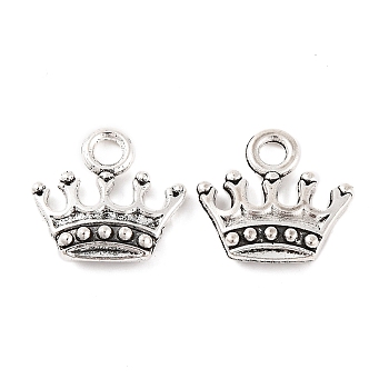 Tibetan Style Zinc Alloy Pendants, Lead Free & Cadmium Free, Crown Charms, Antique Silver, 13.2x14.1x3mm, Hole: 2mm