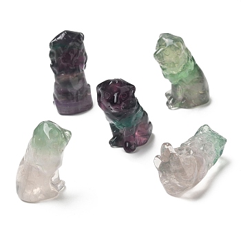 Natural Fluorite Sculpture Display Decorations, for Home Office Desk, Lion, 33.5~35x19~20.5x21~23mm