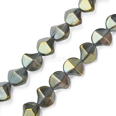 Dark Olive Green Twist Glass Beads